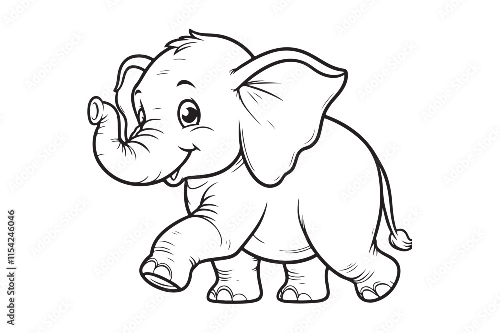 Fototapeta premium outline of an elephant walking to the left 