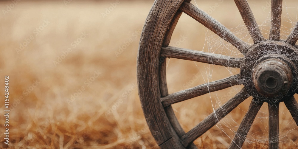 A rustic wooden wheel rests against dry, golden grass, evoking a sense of nostalgia and connection to pastoral life. A rustic wooden wheel rests against dry, golden grass, evoking a sense of nostalgia and connection to pastoral life.