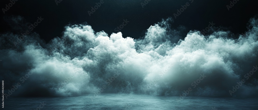 Obraz premium Clouds Soft glowing clouds scattered across a dark, empty space. Generative AI