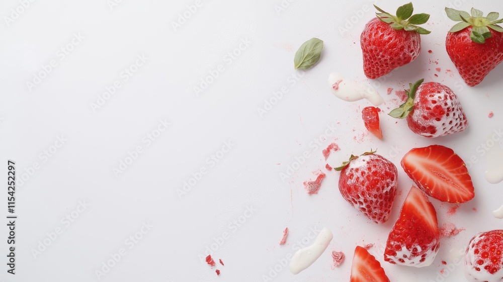 Fresh strawberries on white background for culinary design and print Fresh strawberries on white background for culinary design and print