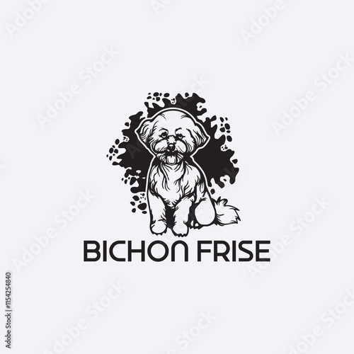 bichon frise dog logo design vector format