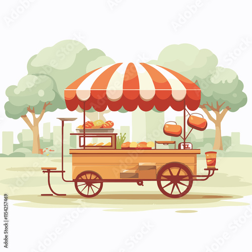 Park hot dog cart in vector illustration for outdoor food vendor market design photo