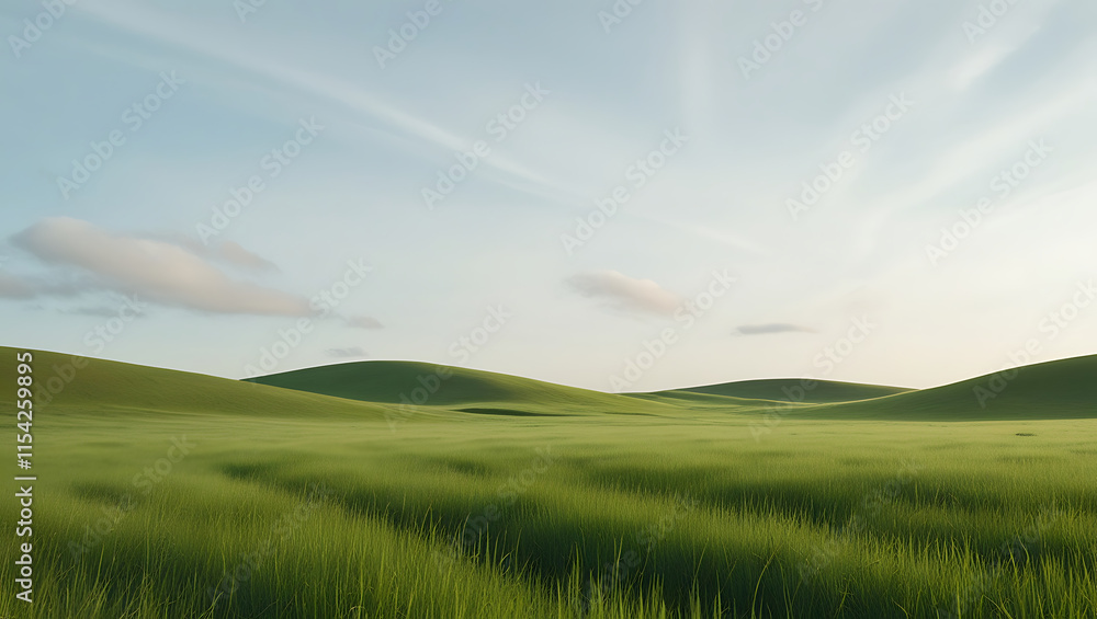Fototapeta premium green grassland landscape isolated on white