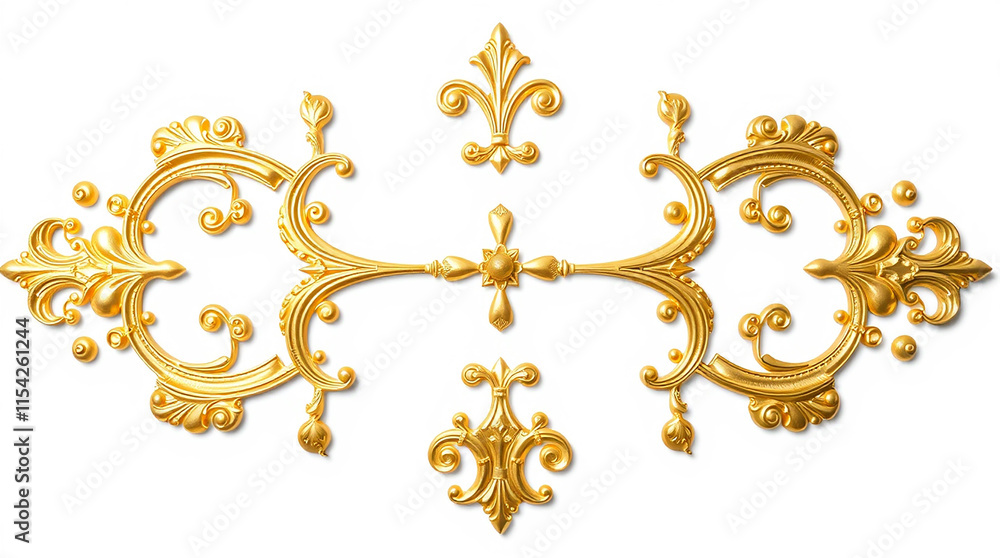 Gold ornate frame element. Baroque style design. Gold ornate frame element. Baroque style design.