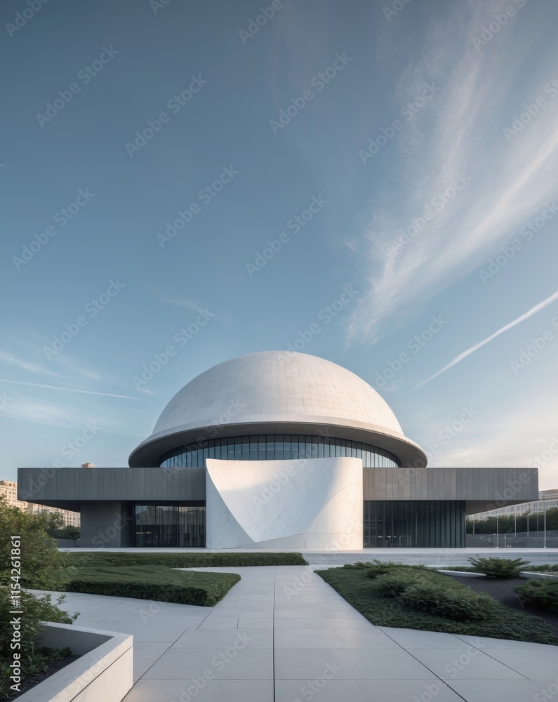 Obraz premium Contemporary Urban Museum with Dome Roof Design