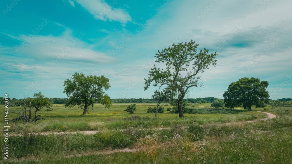 landscape with trees and clouds. Copy cut landscape with trees and clouds. Copy cut