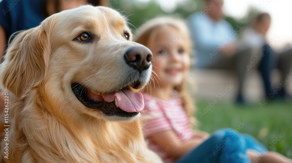 Joyful dog enjoys time with child in sunny park Joyful dog enjoys time with child in sunny park
