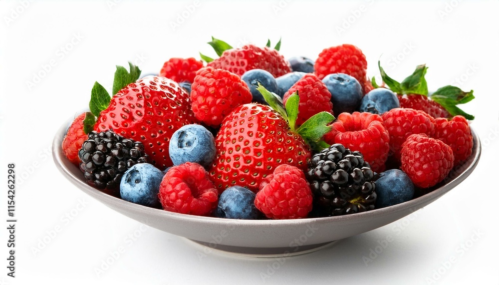 A bowl of mixed berries isolated on a white background A bowl of mixed berries isolated on a white background
