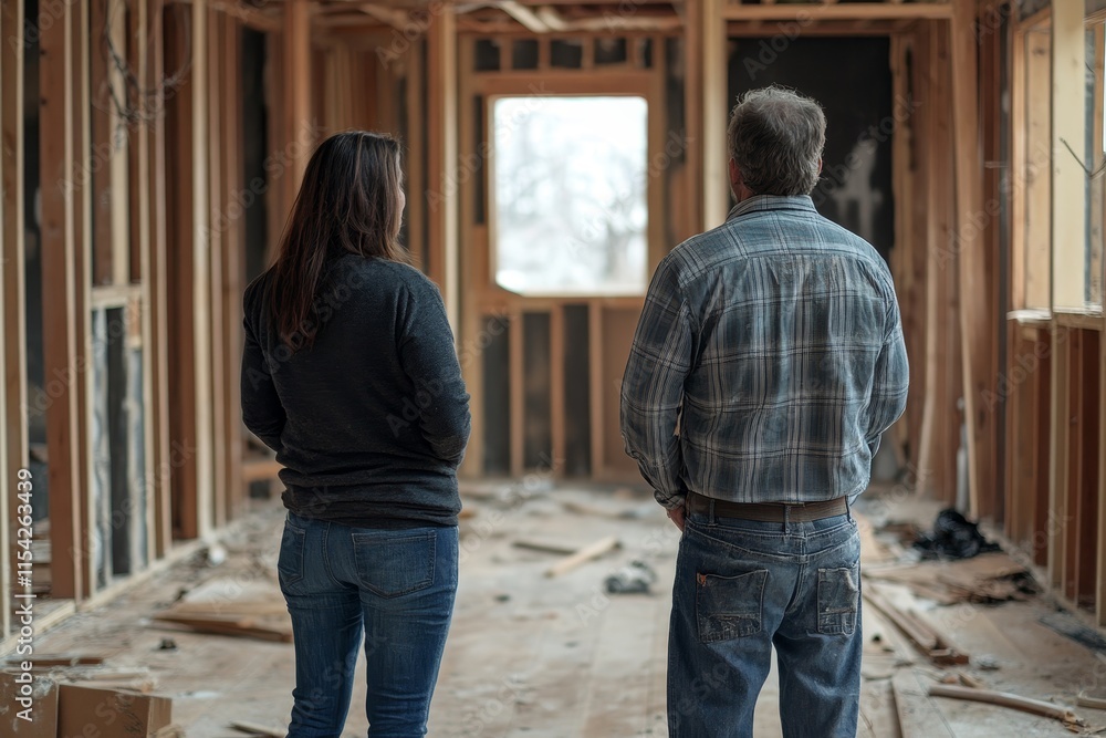 Client and Contractor discussing plan to renovation house, Generative AI Client and Contractor discussing plan to renovation house, Generative AI