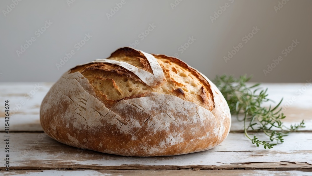 Freshly baked artisan bread on rustic wooden table for culinary inspiration and recipe design Freshly baked artisan bread on rustic wooden table for culinary inspiration and recipe design