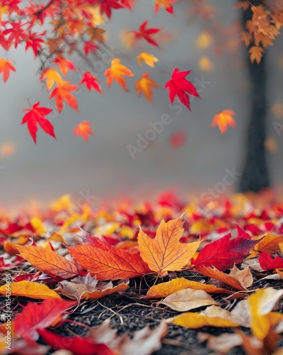 Autumn Leaves Ground Cover Showing Red And Yellow Foliage photo