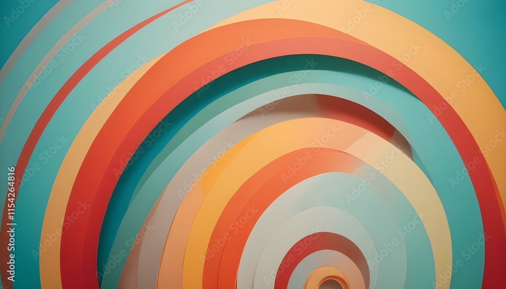 Tiras de papel coloridas en un patrón de arco iris sobre un fondo azul claro Tiras de papel coloridas en un patrón de arco iris sobre un fondo azul claro