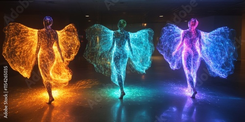 luminous energy fields expanding and contracting with light. Generative AI