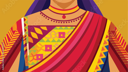 Vibrant traditional attire showcasing intricate patterns and colors in this vector illustration celebrating cultural heritage and craftsmanship