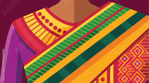 Vibrant traditional attire showcasing intricate patterns and colors in this vector illustration celebrating cultural heritage and craftsmanship