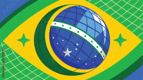 Celebrating Brazilian culture with vibrant colors and iconic symbols in a modern vector design representation