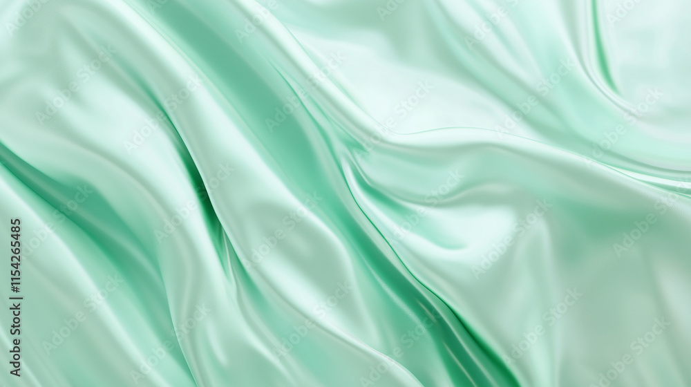 Obraz premium A banner with Soft mint green shades, transitioning from pale mint to rich forest green, with a glossy, dewy texture and faint shimmering highlights.