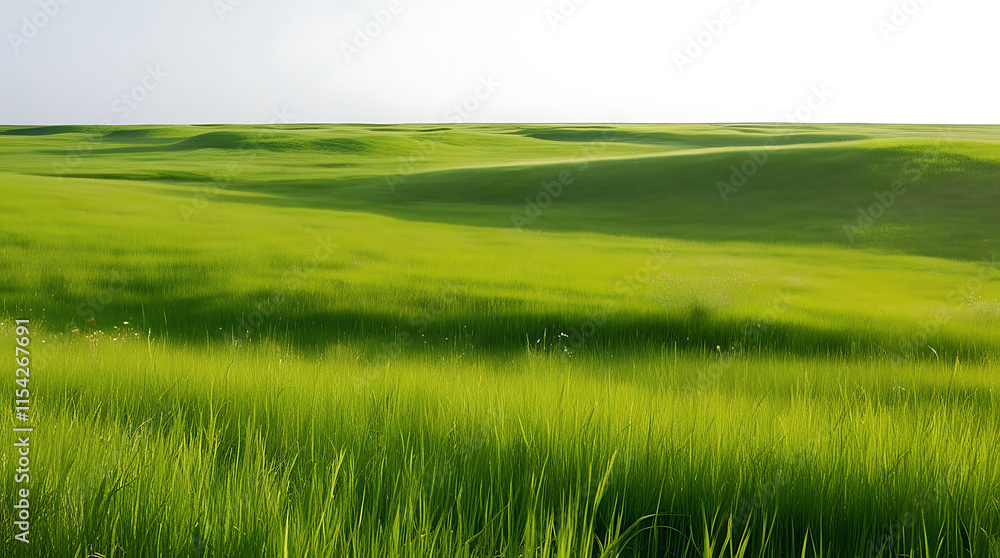 green grassland landscape isolated on white green grassland landscape isolated on white