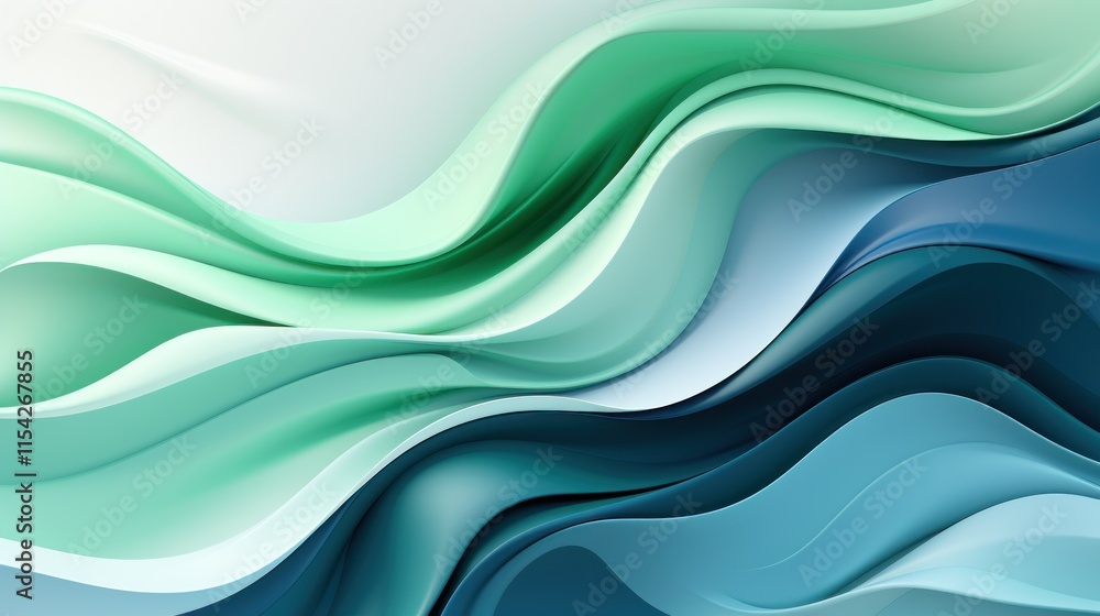 Abstract Teal and Mint Green Waves: A Serene Digital Artwork Abstract Teal and Mint Green Waves: A Serene Digital Artwork