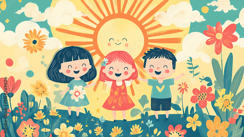 Cute kids illustration, good day, sun, rainbow, flowers. this cheerful design is perfect for adding a touch of joy and color to any project. parhelion. illustration. Parhelia. Illustration Cute kids illustration, good day, sun, rainbow, flowers. this cheerful design is perfect for adding a touch of joy and color to any project. parhelion. illustration. Parhelia. Illustration