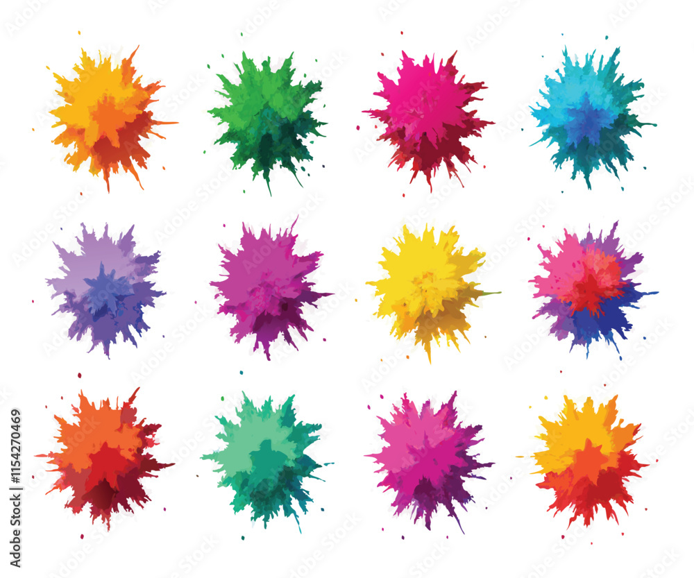 Multicolor Powder Explosion Image Set Multicolor Powder Explosion Image Set