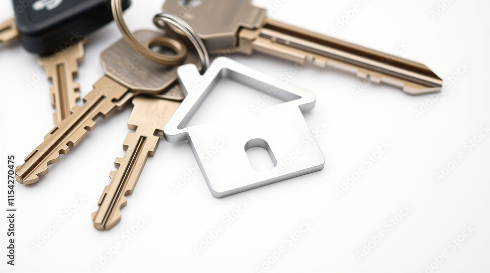 House keys on a keychain. Home ownership concept. House keys on a keychain. Home ownership concept.