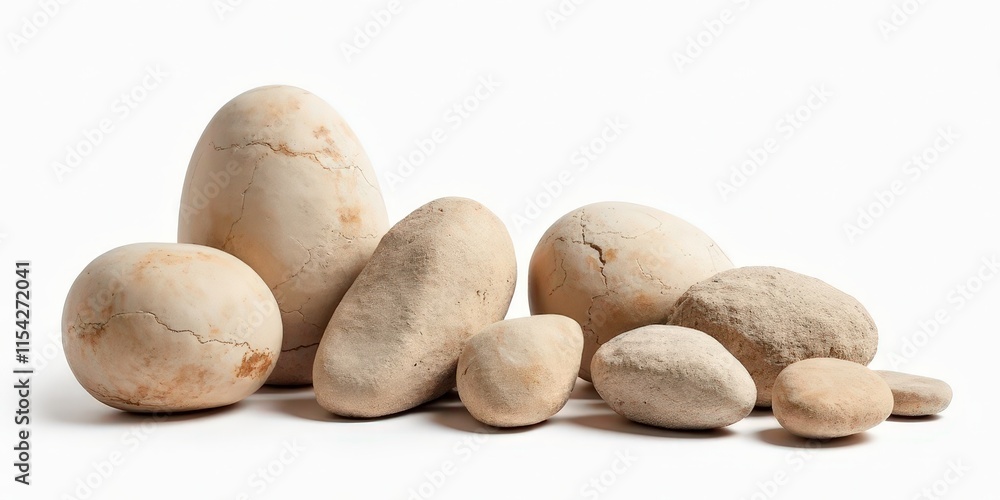 Set of Sandstone Stones - Different Sizes and Angles on White Background with Natural Textures Set of Sandstone Stones - Different Sizes and Angles on White Background with Natural Textures