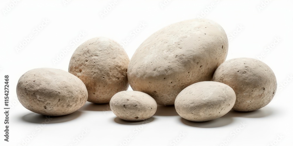 Set of Laterite Stones - Different Sizes and Angles on White Background with Natural Textures Set of Laterite Stones - Different Sizes and Angles on White Background with Natural Textures