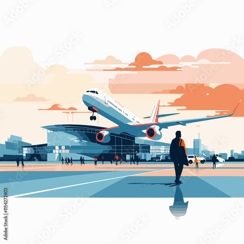 Detailed airport and tourist spot vector illustration for design projects