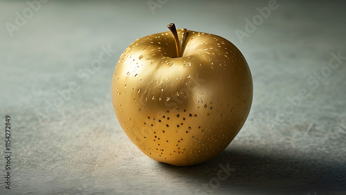 Golden apple on gray background photo