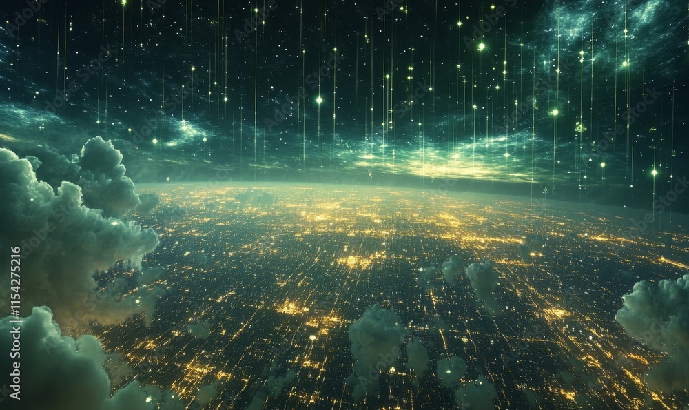 layers forming grid patterns across space. Generative AI layers forming grid patterns across space. Generative AI