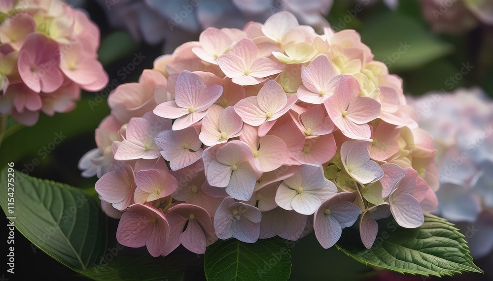 close up of a cluster of hydrangea flowers