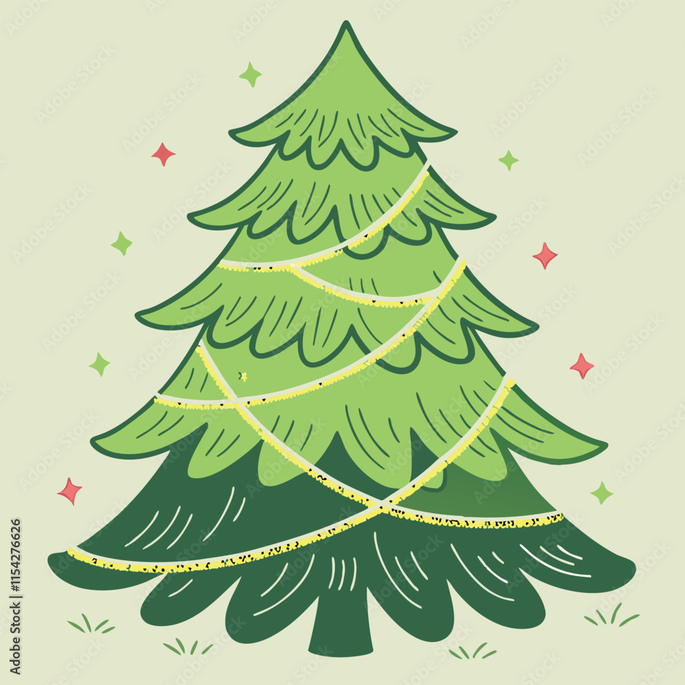 Obraz premium Christmas Tree Sticker Design on Milky Background with Holiday Season Greetings