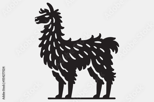 A solid black silhouette of a llama.