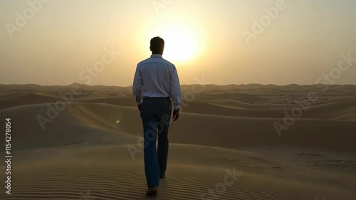 Wallpaper Mural Person walks alone in desert landscape during sunset reflecting on a journey through golden sand dunes Torontodigital.ca