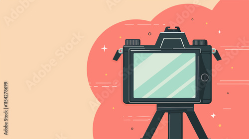 Professional Digital Camera with Blank Screen Illustration