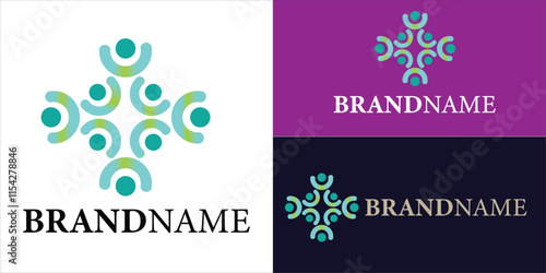 vector logo template theme cooperation success care people simple symbol icon design