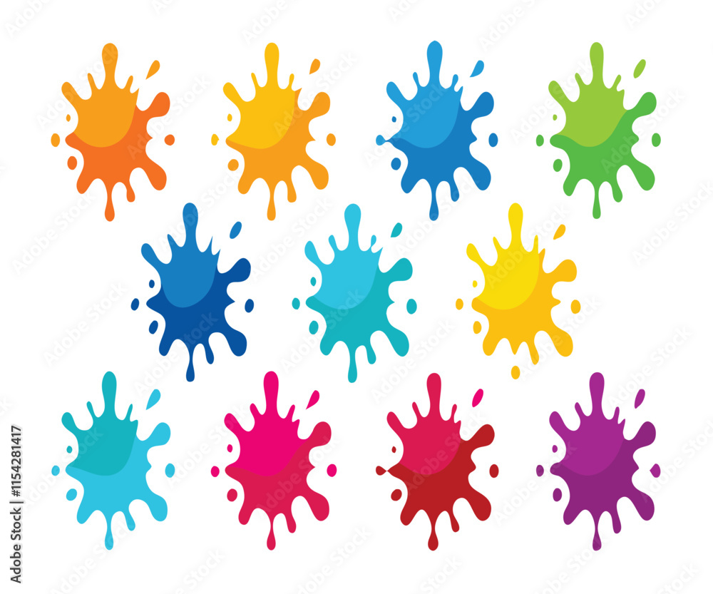 Fifteen Splats: Separate Ink Splashes Set