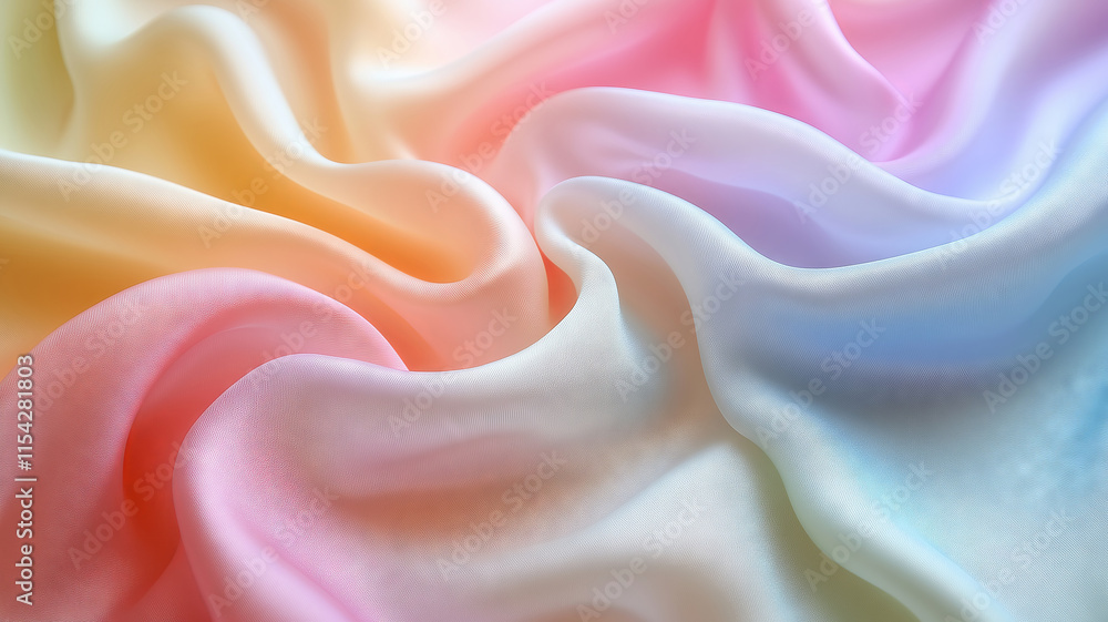 Soft pastel silk fabric flowing gently in delicate layers of color harmony Soft pastel silk fabric flowing gently in delicate layers of color harmony