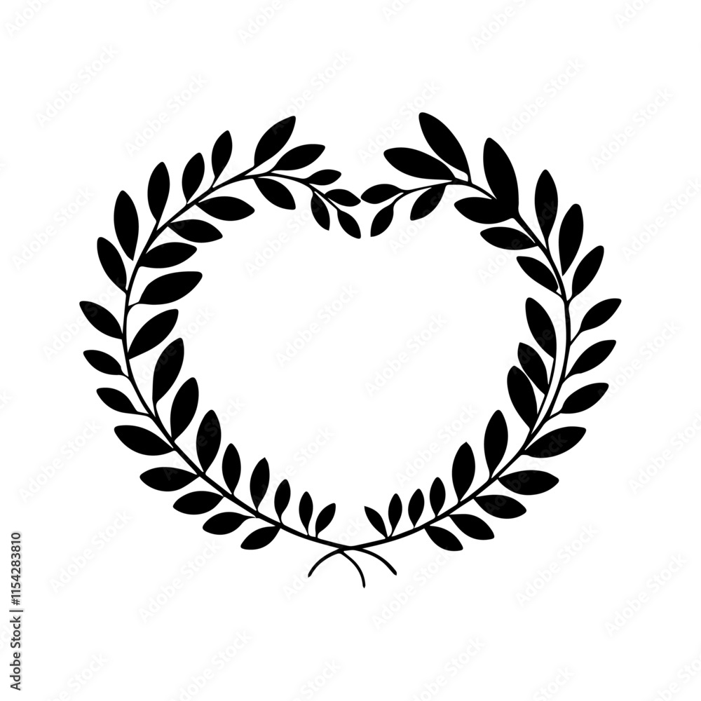 Heart Wreath vector silhouette illustration Heart Wreath vector silhouette illustration