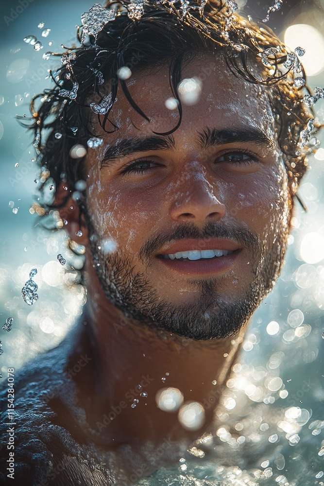 A person trying to stay afloat in deep water with strong currents A person trying to stay afloat in deep water with strong currents