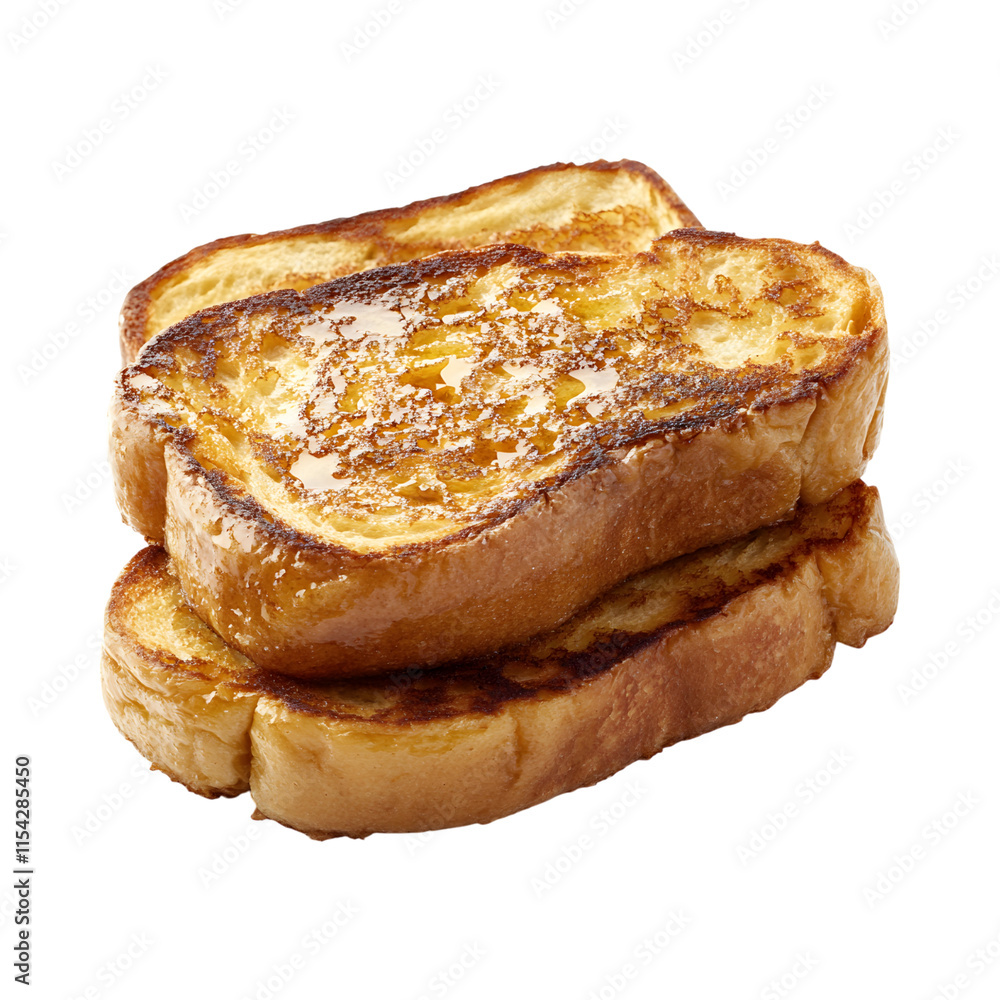 Yum yum French toast and powdered sugar isolated on transparent background Yum yum French toast and powdered sugar isolated on transparent background