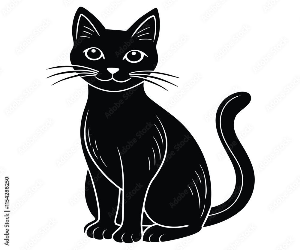 Alert Black Cat Silhouette Minimalist Icon Alert Black Cat Silhouette Minimalist Icon