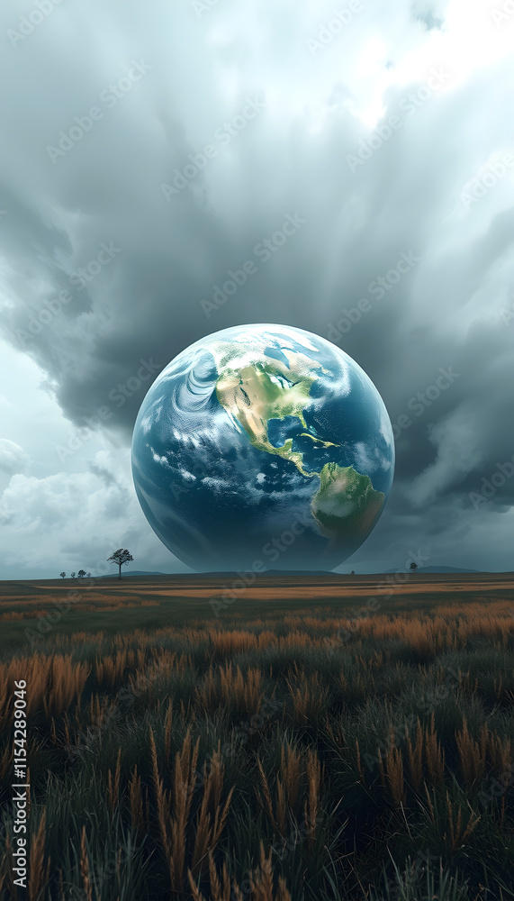 Abstract earth in storm field, with white tones