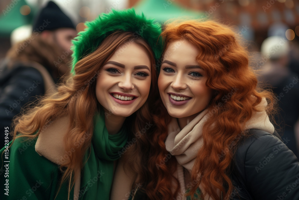 Fototapeta premium Irish people celebrating national holiday Saint Patrick Day, Generative AI conceptual illustration photo