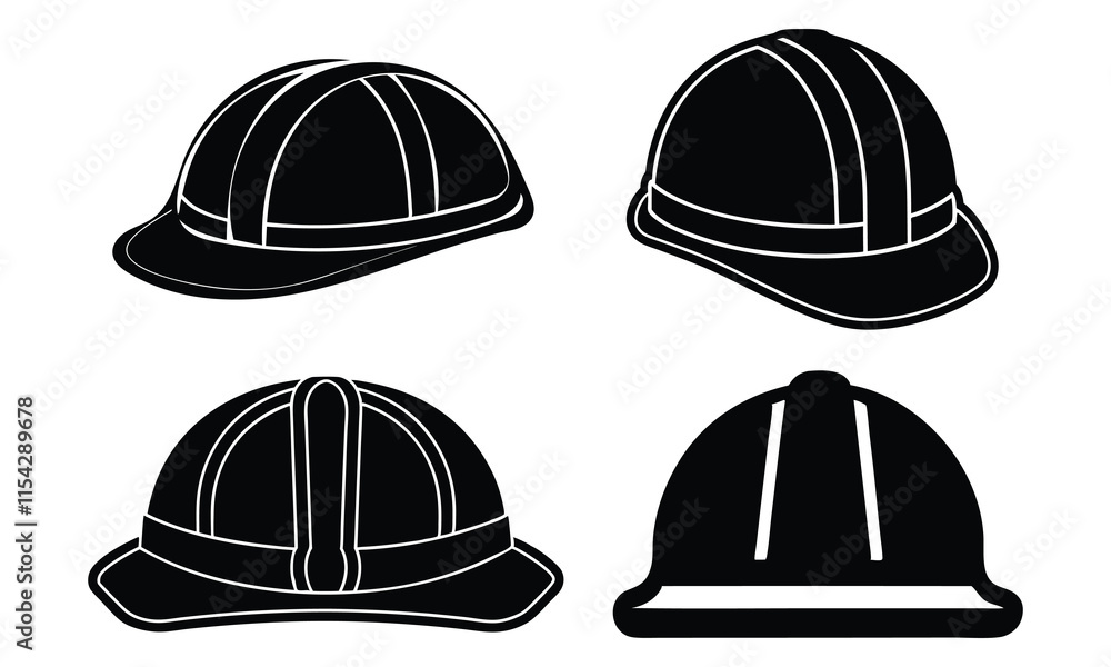 Safety hat Worker Protection Silhouette Icons, Design Safety hat Worker Protection Silhouette Icons, Design