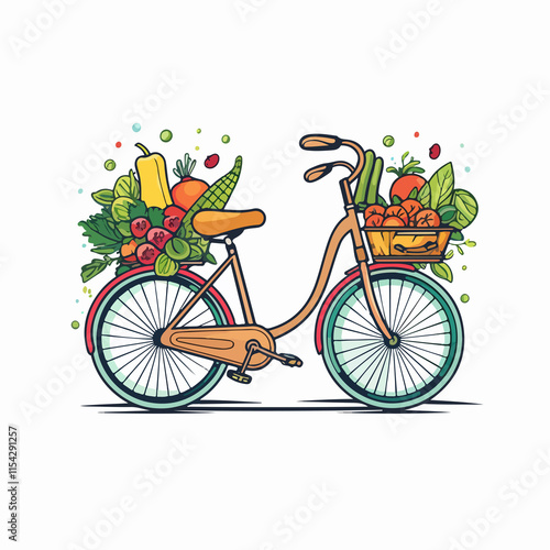 Healthy lifestyle design vector with isolated bike for wellness promotion photo