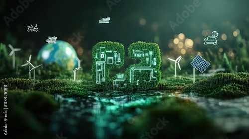 Green Energy Future Sustainable Technology Eco Friendly Earth Number Twenty Three photo