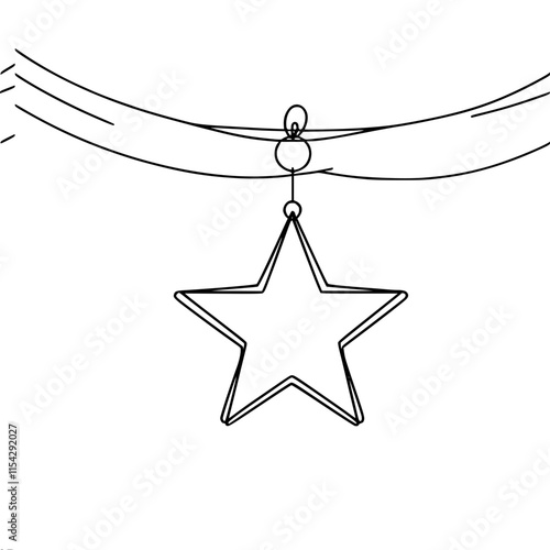 Minimalist star shaped hanging decor on curved line photo