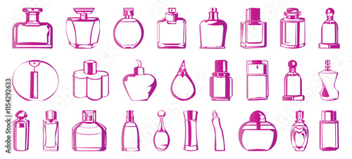 Perfume bottle design icon pack